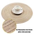 Round Braided Placemats Set Of 6 for Kitchen Table 15 Inch (beige )