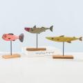 Nautical Theme Wooden Seafish with Stand Base Animal Table Decor-b