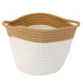 Cotton Rope Art Storage Bucket Cleaning Storage Basket Khaki + White