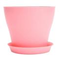 Plastic Plant Flower Pot with Tray Round Pink Upper Caliber 14cm