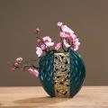 Ceramic Vase Green Round Vase Living Room Decoration Vase Desk Vase