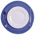 Round Braided Placemats Set Of 6 for Kitchen Table 15 Inch (blue)