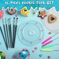 14 Pieces Cookie Decorating Kit Including Turntable, 2 Silicone Mats