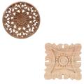 Carved Flower Carving Round Wood Appliques Figurine