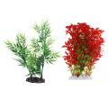 Green Bamboo Leaves Shaped Decorative Artificial Grass for Aquarium