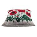 3x Oil Painting Red Poppy Linen Cover 18 Inch X18 Inch: Red + Green