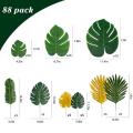 88pcs Palm Leaves Golden with Leaf Plant for Hawaiian Party Beach