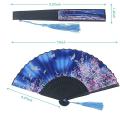 9 Pieces Floral Folding Hand Fan Vintage Pattern for Wedding Party