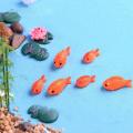 8pc/lot Red Fish Animals Moss Micro-landscape Ornaments Resin