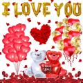 Valentine's Day Heart Balloons Kit with 1000 Pcs Dark-red Silk Rose
