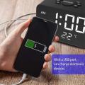 Projection Digital,dual Alarm Clock with Usb Port, for Bedroom Snooze