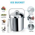 Double-walled Ice Bucket with Lid, Stainless Steel, 1.3 Liter
