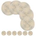 12 Pcs Round Placemats and Coasters Set(15 Inchx15 Inch) Beige
