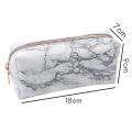 White Marble Pu Stationery Pencil Case Makeup Bag with Rose Gold Zip