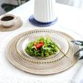 12 Pcs Round Placemats and Coasters Set(15 Inchx15 Inch) Beige