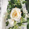2 Pack Eucalyptus Garland with Champagne Rose, Silk Floral Vines(a)