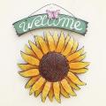 Metal Sunflower Outside Hand-painted Welcome Plaque for Front Door