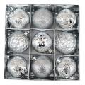 9 Pieces/set Of Boxed Christmas Ball Set, Glitter Ball, (silver)
