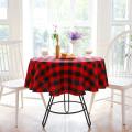 55 Inch Checkered Round Table Cover for Wedding Kitchen Red & Black