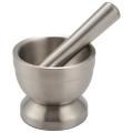 Stainless Steel Mortar and Pestle, Spice Grinder, with Lid Silver