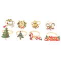 Christmas Napkin Rings - Set Of 8 Napkin Holder Rings for Holiday