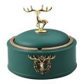 Resin Elk Ashtray with Lid Outdoor for Smokers Home Office Patio C