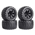 4pcs 130mm 1/10 Monster Truck Rubber Tire Tyres 12mm Wheel Hex Black