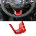 Steering Wheel Decoration Cover Trim Stickers for Jeep Renegade(red)