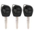 3x 2-button Uncut Remote Key Fob Case for Suzuki Ignis Alto Black