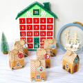 24 Sets Christmas House Gift Box Kraft Paper Cookies Candy Bag