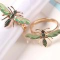 6pcs Napkin Buckle Alloy Green Insect Dragonfly Napkin Ring