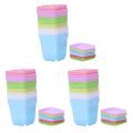 Colorful Plastic Plant Pots with Saucers, Set Of 12