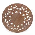 Carved Flower Carving Round Wood Appliques Figurine