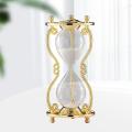 Hourglass Timer, 15 Minutes, Gold Metal, for Desk, Office Decoration