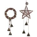 Protection Door Hangers Round Pentagram Witch Rattan Wreath Bells