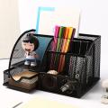 Mesh Desk Organizer Pen Holder, with 6 Cells, &drawer Office (1 Pcs)