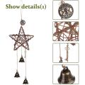 Protection Door Hangers Round Pentagram Witch Rattan Wreath Bells