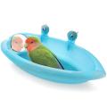 2x Bird Bath with Mirror Toy for Small Parrot Bathing Tub Food Feeder