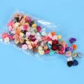 100pcs/lot Mini Handmade Satin Rose Ribbon Fabric Flower Appliques