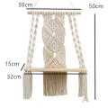 2 Pcs Macrame Wall Hanging Shelf Handmade Wood Hanger for Home Decor