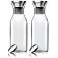 35 Oz Glass Carafe with Stainless Steel Silicone Flip-top Flow Lid