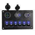 6 Gang Switch Panel with 12v-24v Led Digital for Rv Truck Boat Suv