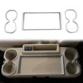 3pcs Car Matte Silver Rear Seat Water Cup Holder Decoration Frame