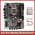 B75 Btc Mining Motherboard+g1610 Cpu+switch Cable 8xpcie Usb Adapter