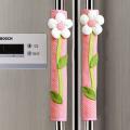 4pcs Flower Polka Dot Door/refrigerator Handle Cover Gloves Pink