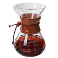 800ml Glass Coffee Kettle Stainless Filter Dripper Wooden Handle