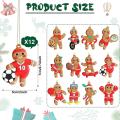 12 Pieces Christmas Gingerbread Man Ornaments Sports Gingerbread