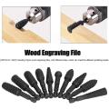 10pcs Woodworking Grinding Drill 1/4in Hex Shank Engraving File Set