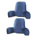 Pillow Back Bed with Armrest Support Bed Reading Waist Pad(deep Blue)