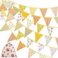 40 Feet Fabric Bunting Banner Vintage Bunting Flag for Party Yellow